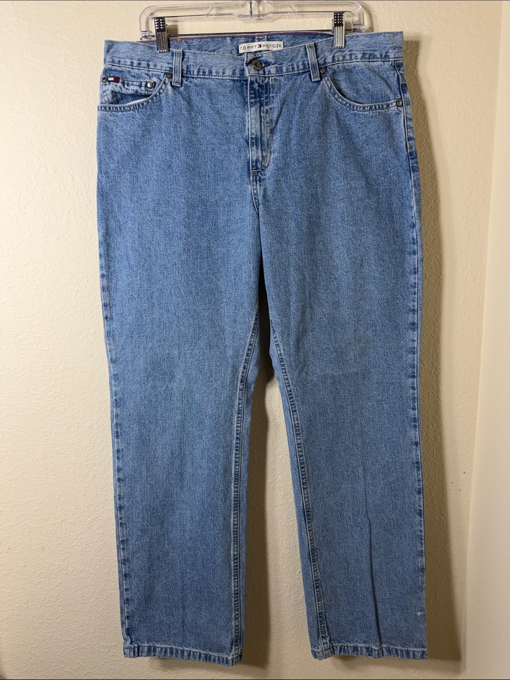 Vintage Y2K Tommy Hilfiger Classic Fit Jeans Light Wash Distressed Grunge 36x30